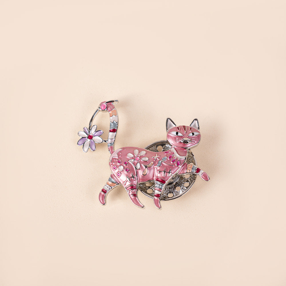 COLORFUL WORKED WALKING CAT PIN