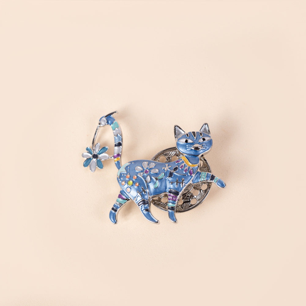 COLORFUL WORKED WALKING CAT PIN