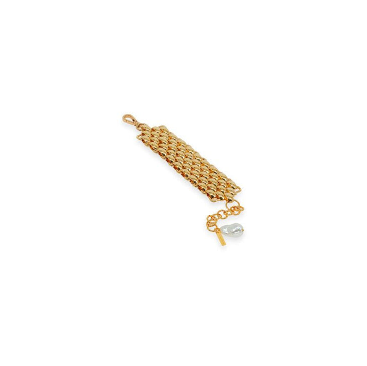 BRACCIALE A MAGLIA INTRECCIATA CON PERLA PENDENTE