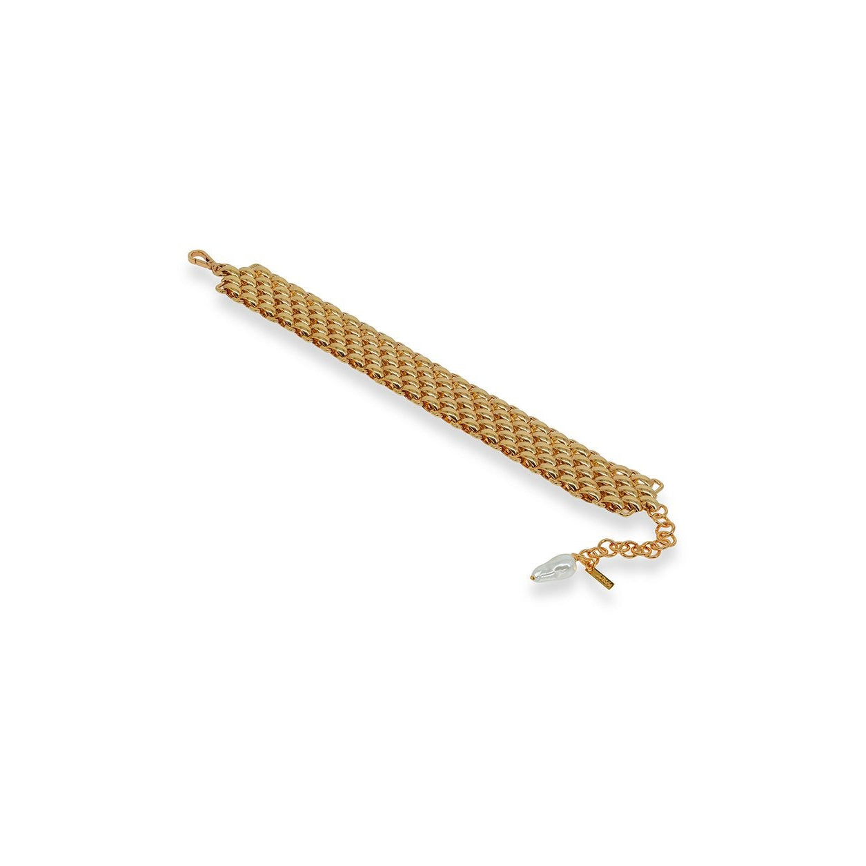 COLLANA CHOCKER CON LAVORAZIONE A INTRECCIO E PERLA PENDENTE