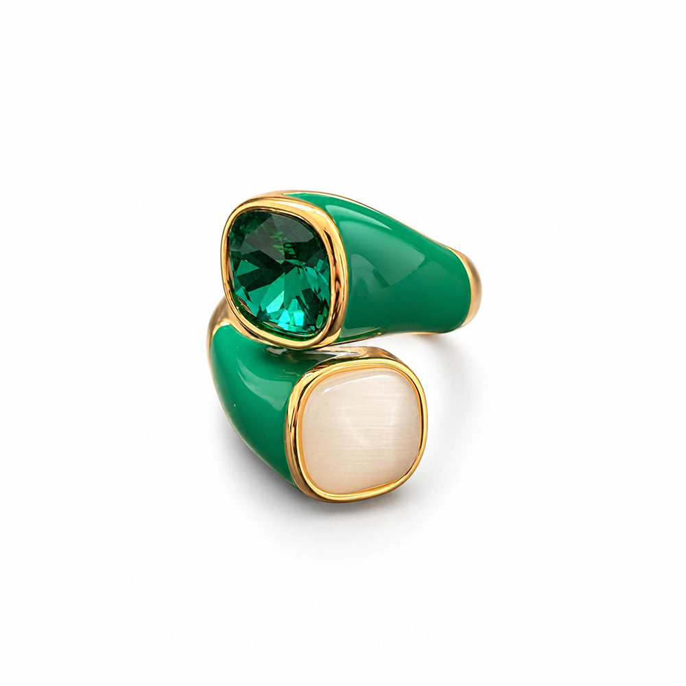 ANELLO APERTO CON DOPPIA PIETRA