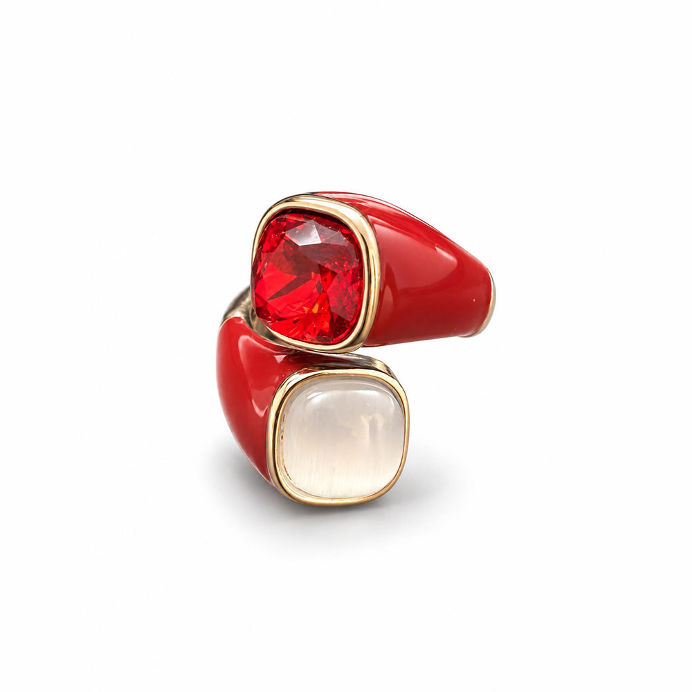 ANELLO APERTO CON DOPPIA PIETRA