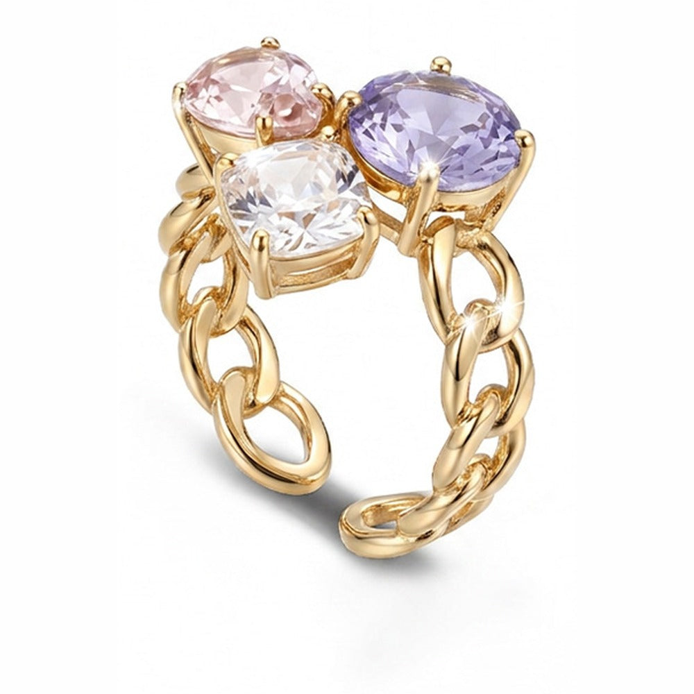ANELLO REGOLABILE CON TRE PIETRE COLORATE