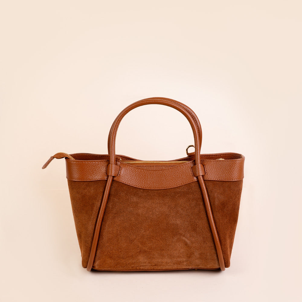 BORSA A MANO CON DETTAGLI IN CAMOSCIO