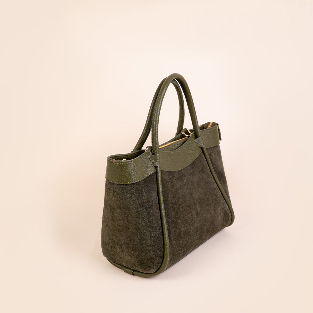 BORSA A MANO CON DETTAGLI IN CAMOSCIO