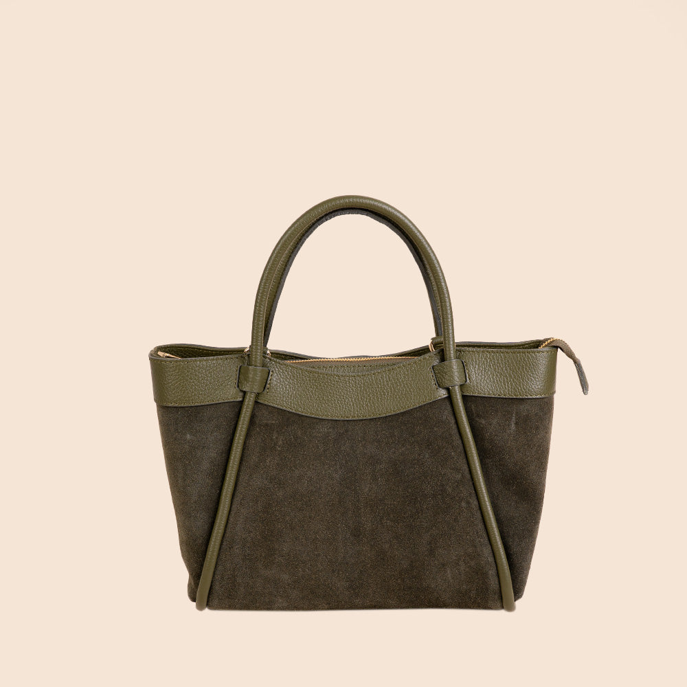 BORSA A MANO CON DETTAGLI IN CAMOSCIO
