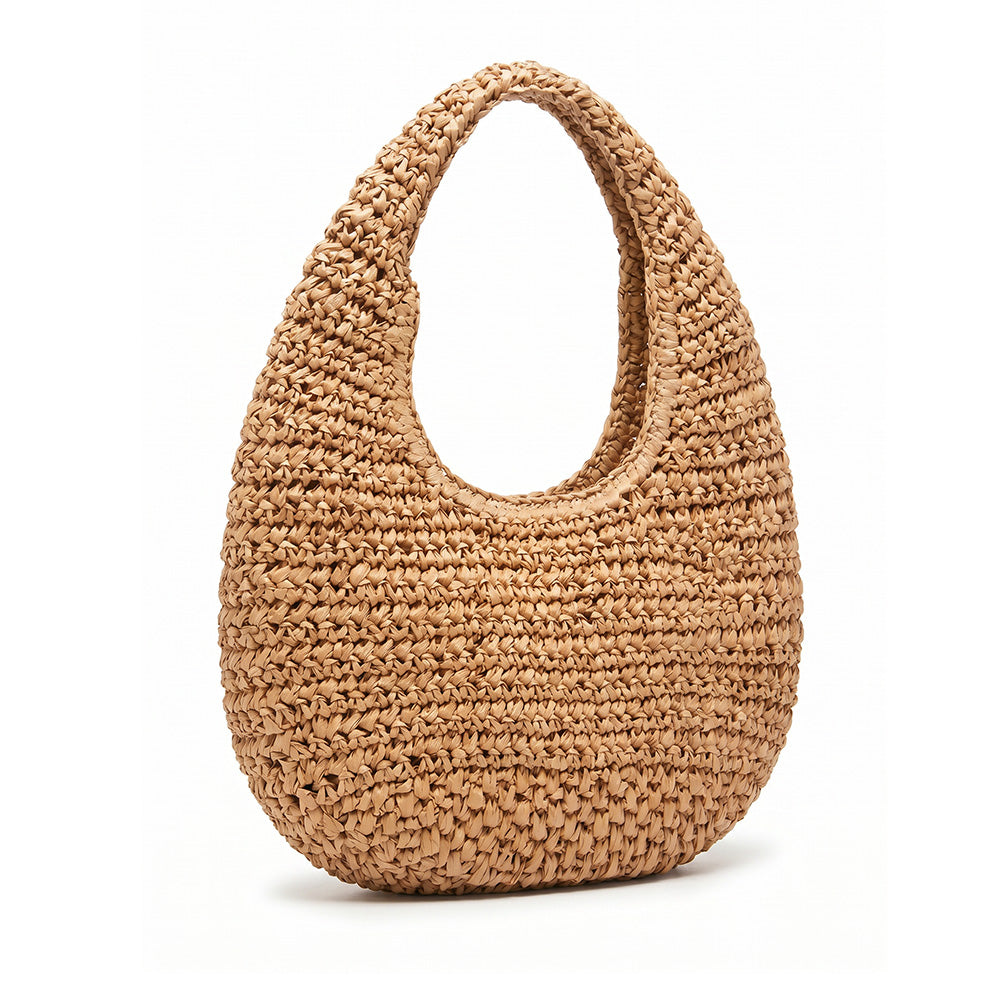 BORSA A SPALLA OVALE IN RAFIA