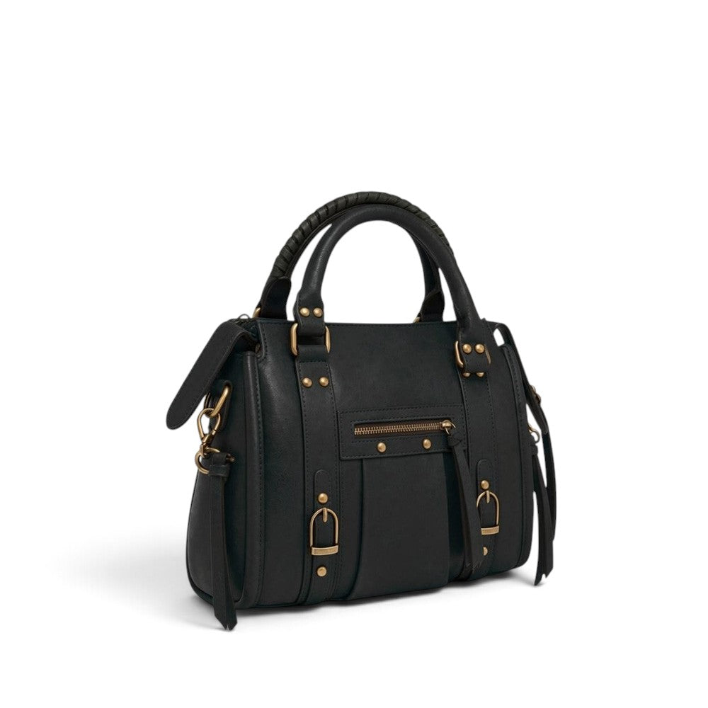 BORSA A MANO CON TASCHE E LACCI CON TASCA CON ZIP FRONTALE