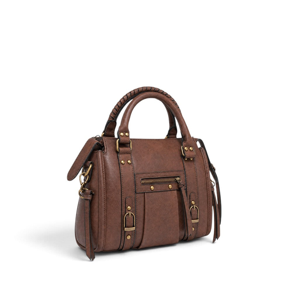BORSA A MANO CON TASCHE E LACCI CON TASCA CON ZIP FRONTALE