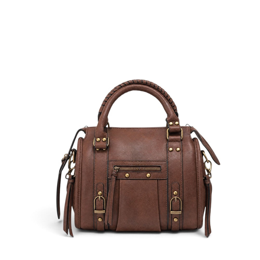 BORSA A MANO CON TASCHE E LACCI CON TASCA CON ZIP FRONTALE
