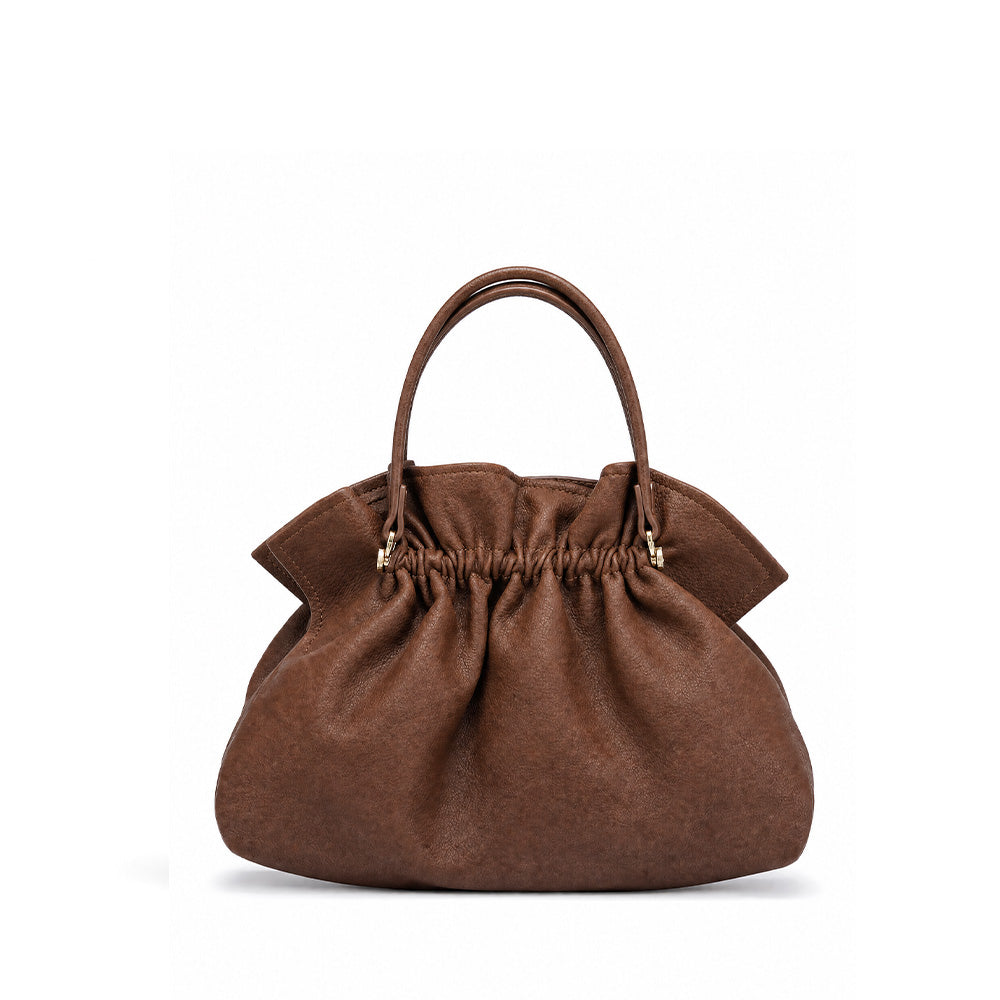BORSA A SPALLA CON ARRICIATURA A SACCHETTO