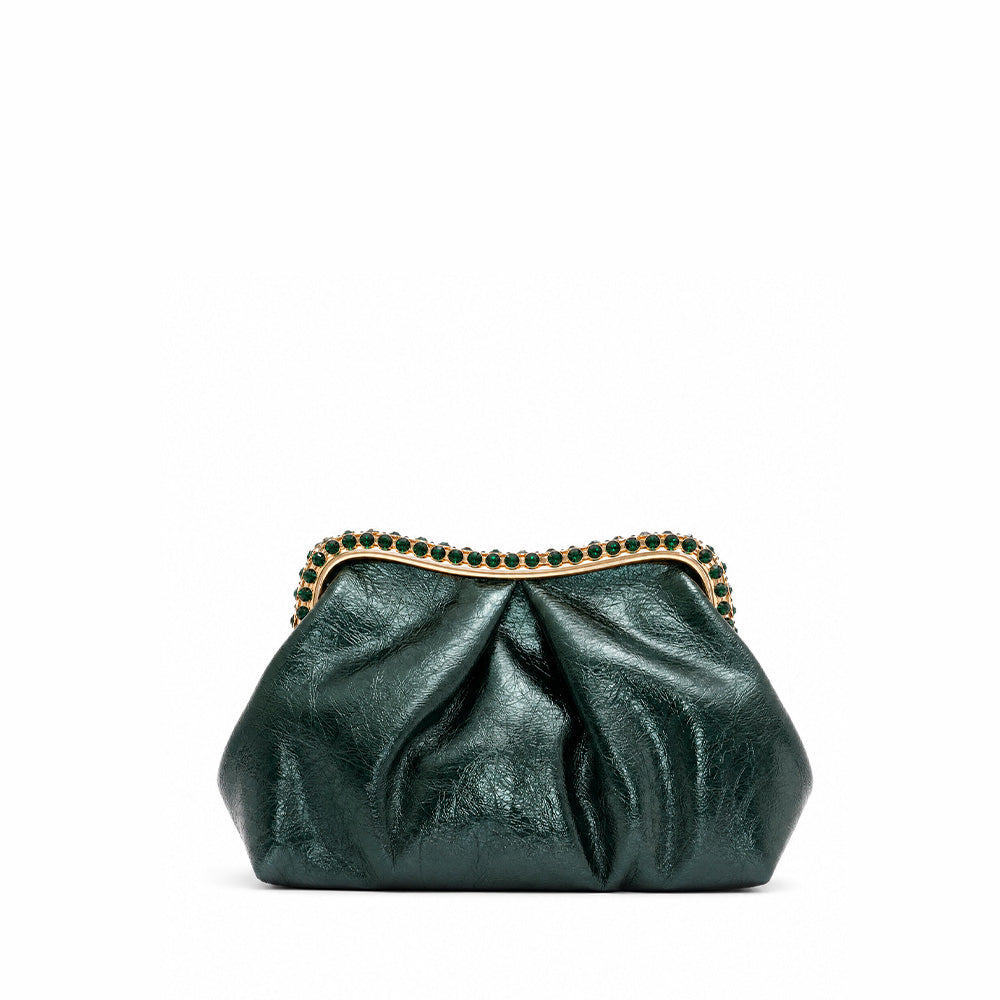 BORSA MANO LUCIDA CON IMPUGNATURA CURVA CON STRASS