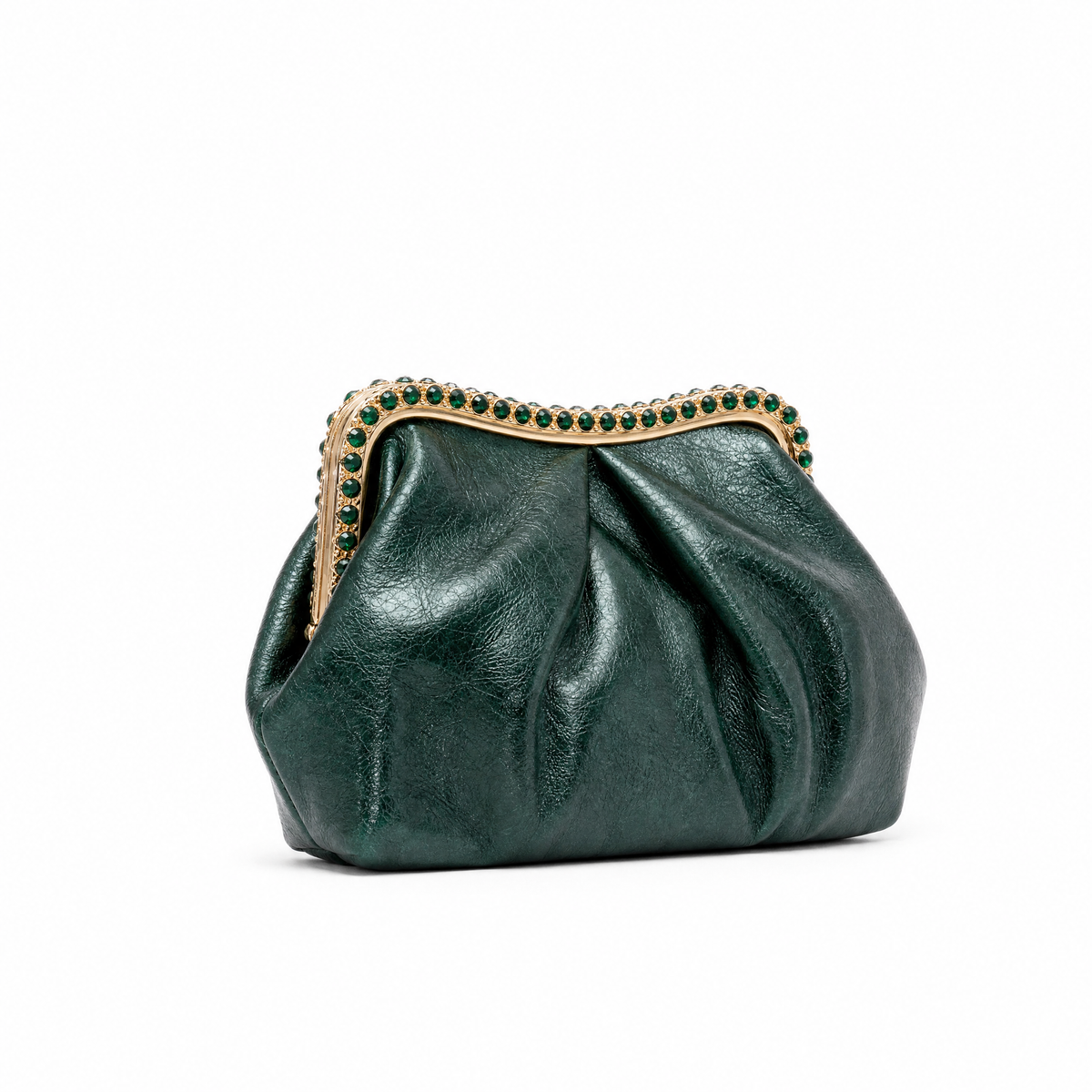 BORSA MANO LUCIDA CON IMPUGNATURA CURVA CON STRASS