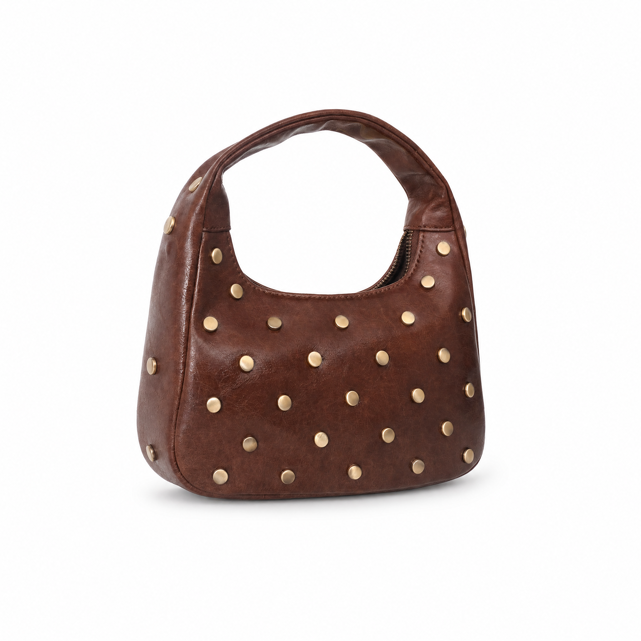 BORSA MANO CON BORCHIE SATINATE E TRACOLLA
