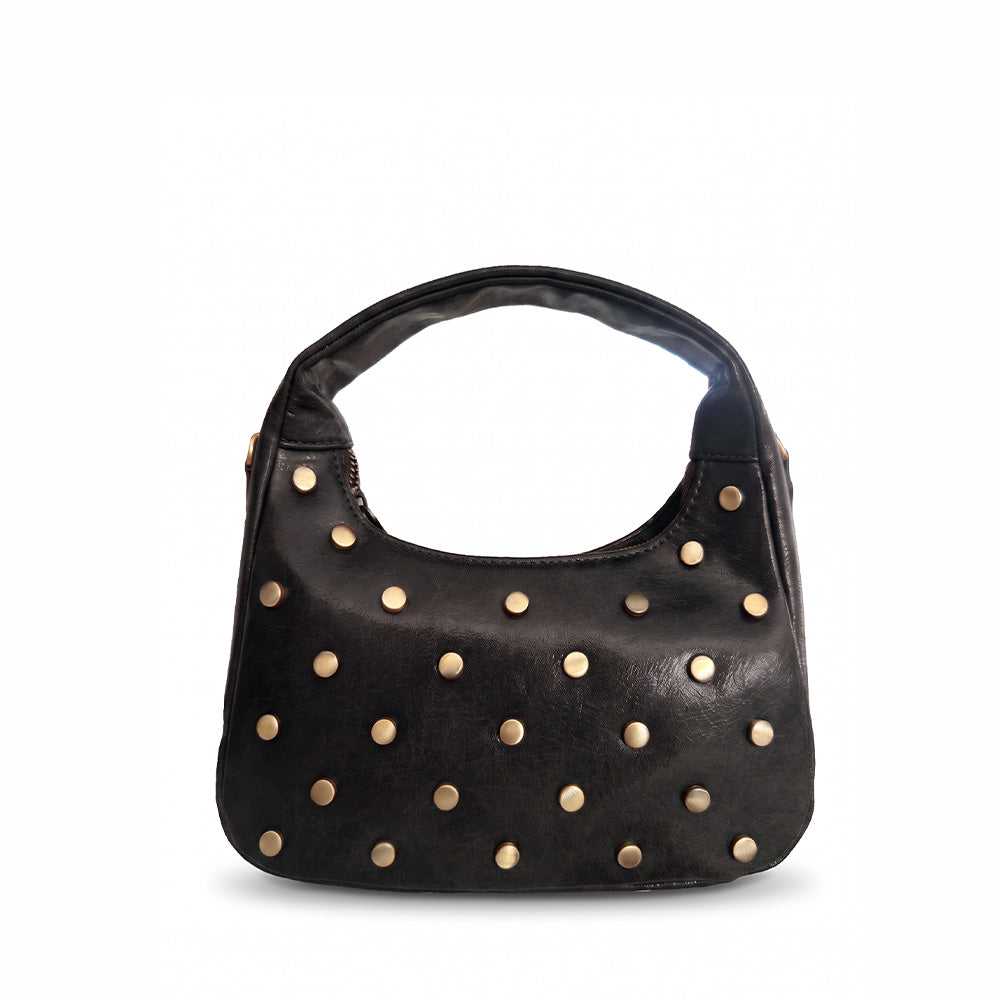 BORSA MANO CON BORCHIE SATINATE E TRACOLLA