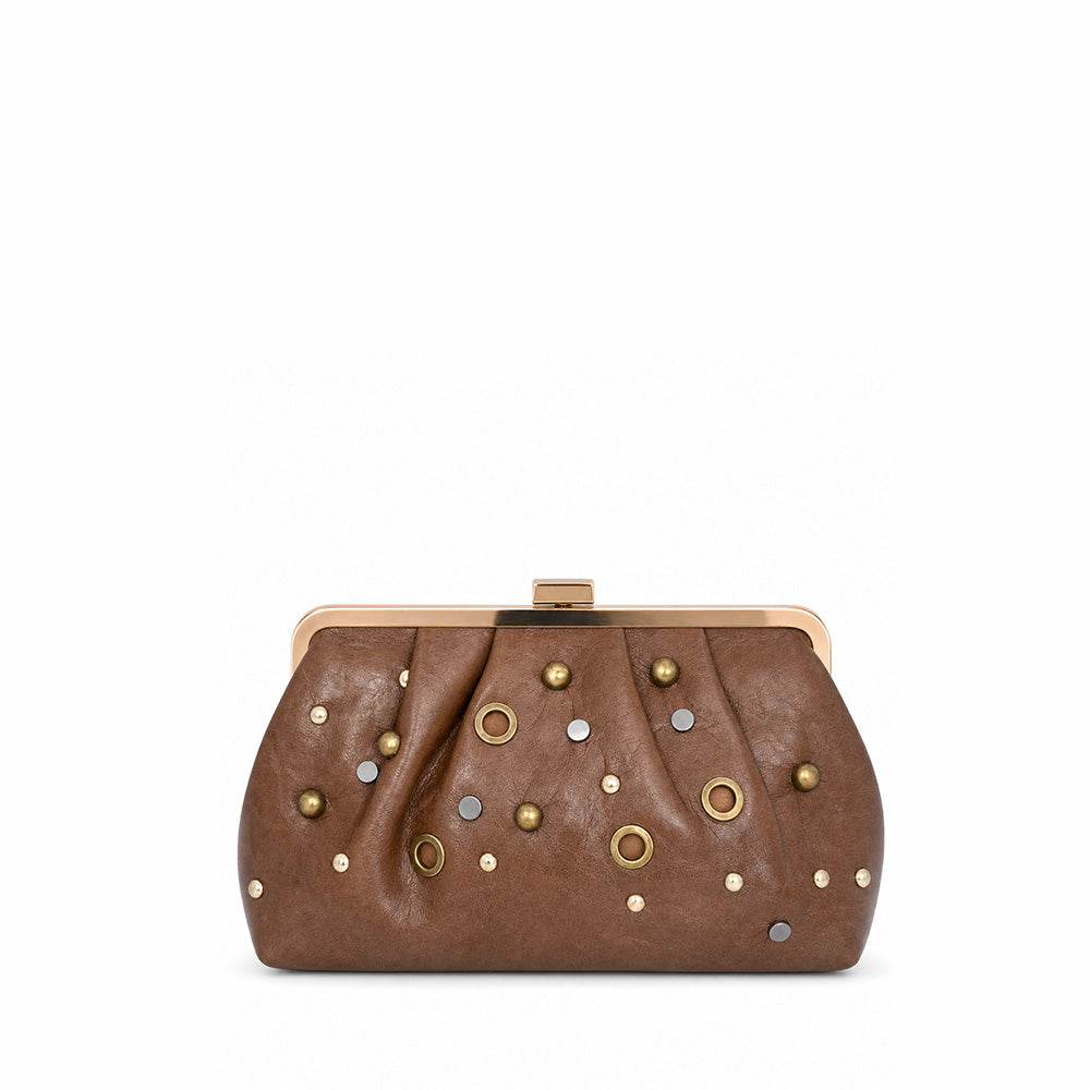 BORSA A MANO POCHETTE CON BORCHIE VARIE