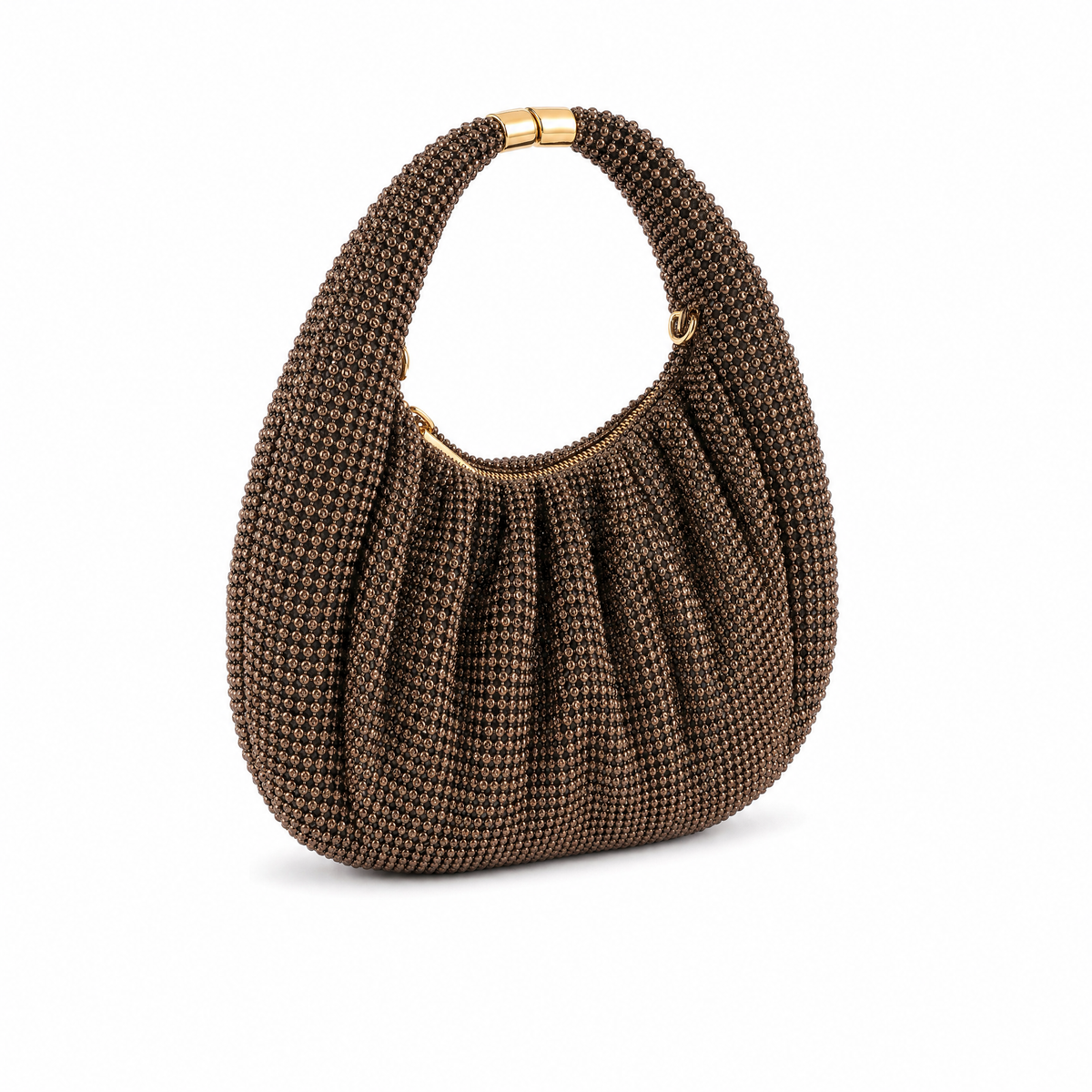 BORSA A MANO CON STRASSI E MANICO APRIBILE