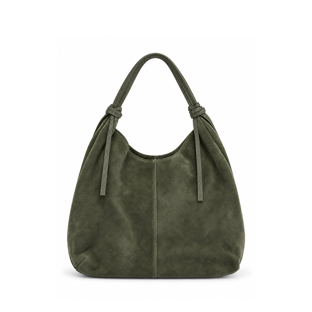 BORSA A SPALLA IN CAMOSCIO A SACCA CON NODI AL MANICO