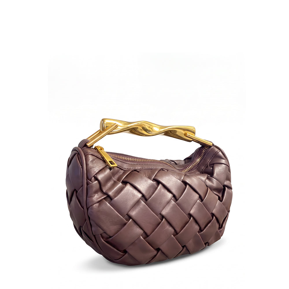 BORSA A MANO CON TEXTURE TRECCIATA E MANICO ARROTOLATO