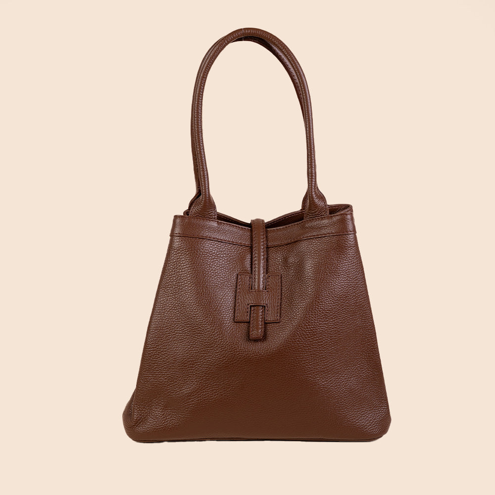 BORSA A SPALLA CON H CENTRALE E LINGUETTA