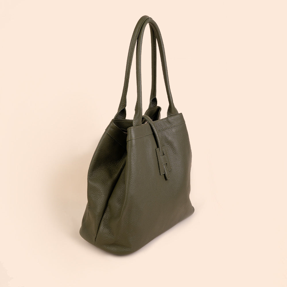 BORSA A SPALLA CON H CENTRALE E LINGUETTA