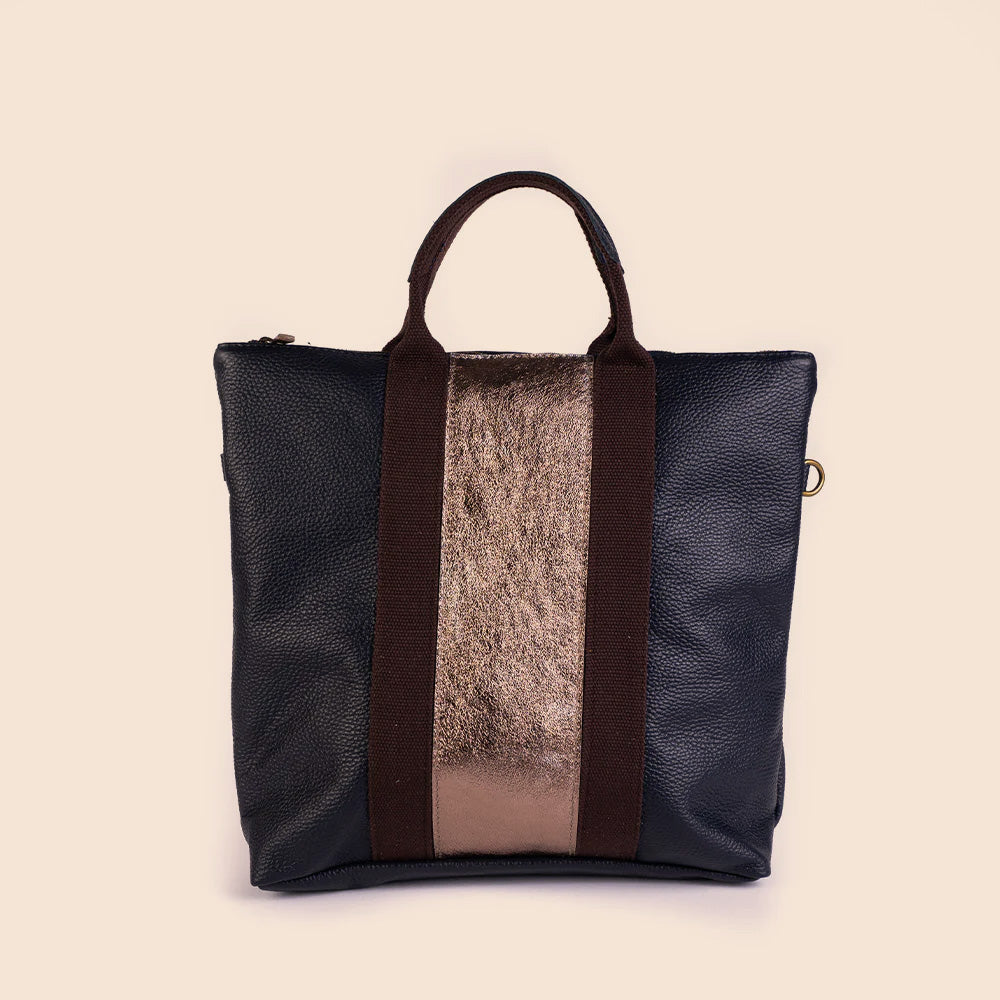 BORSA ZAINO CON STRISCIA CENTRALE METALLIZZATA