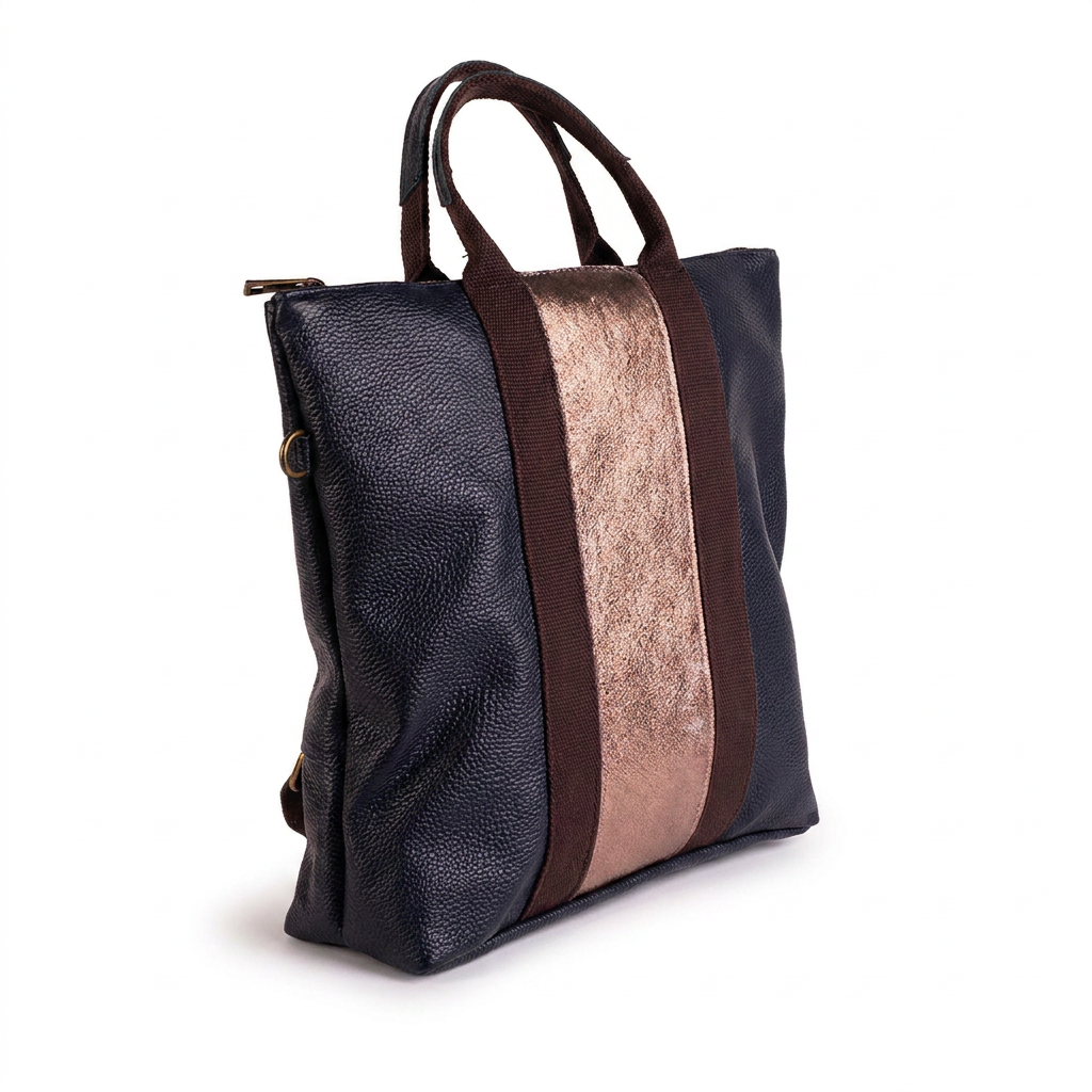 BACKPACK BAG WITH METALLIC CENTRAL STRIPE
