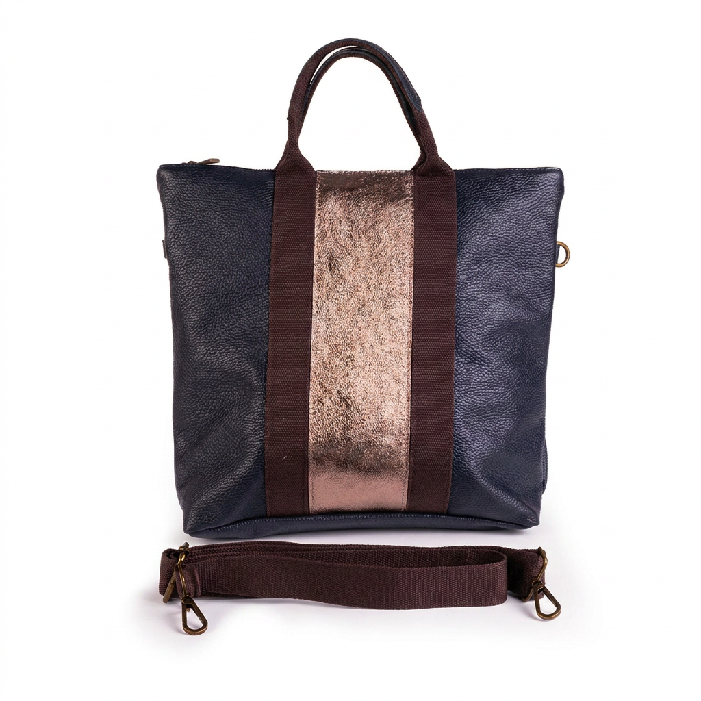 BORSA ZAINO CON STRISCIA CENTRALE METALLIZZATA