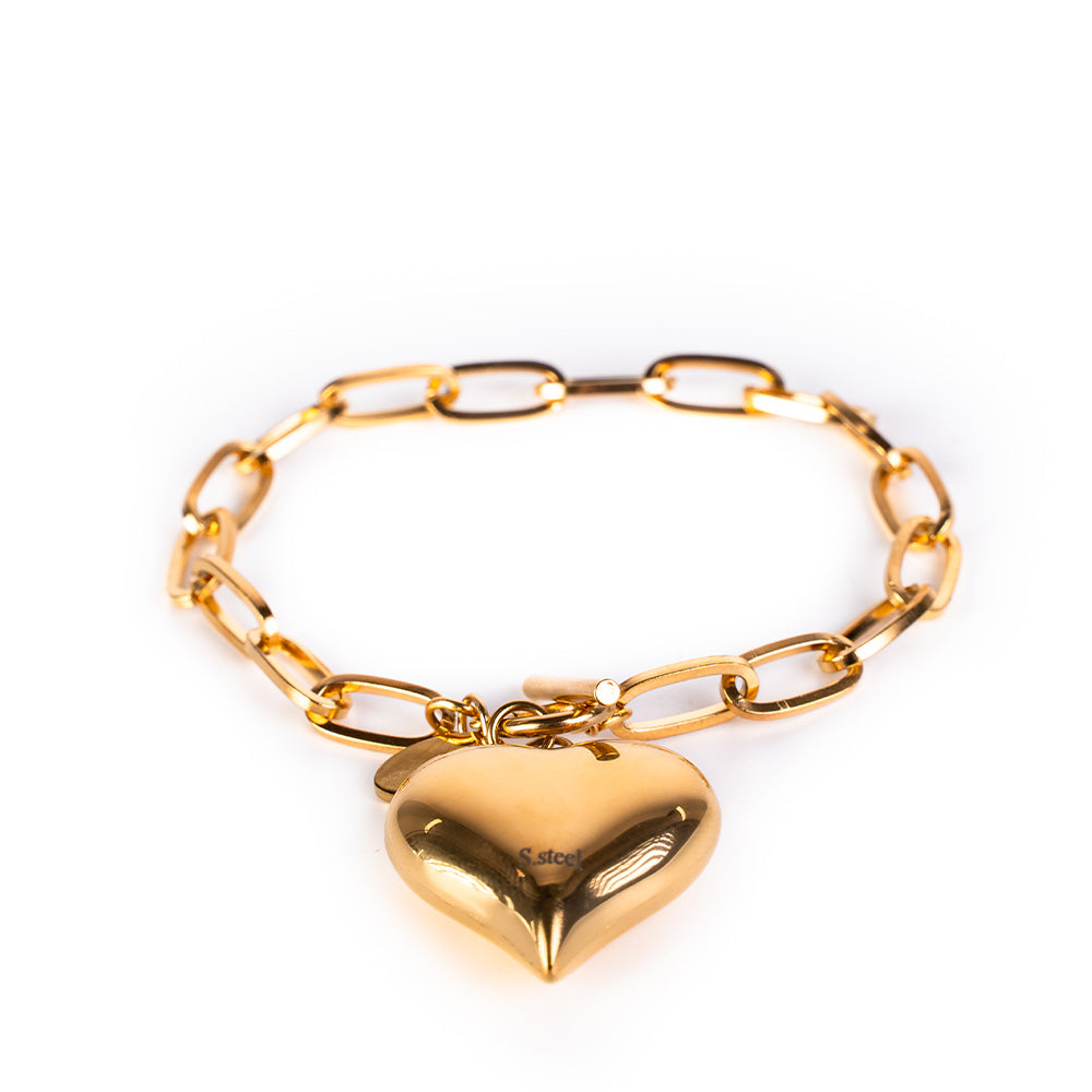 BRACCIALE MORBIDO A CATENA CON CUORE