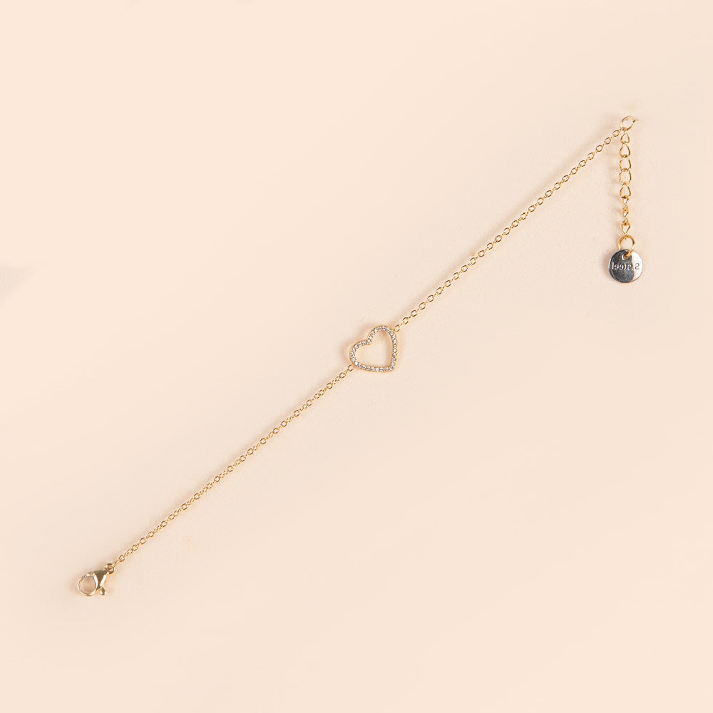 FINE BRACELET WITH HEART WITH RHINESTONE