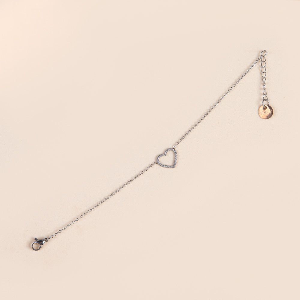 FINE BRACELET WITH HEART WITH RHINESTONE
