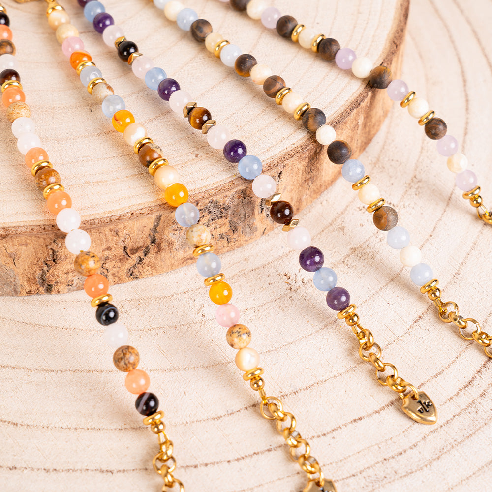 BRACCIALE CON PIETRE DURE E INSERTI IN ACCIAIO