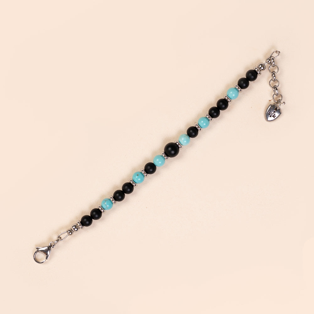 BRACCIALE CON PIETRE DURE E INSERTI IN ACCIAIO