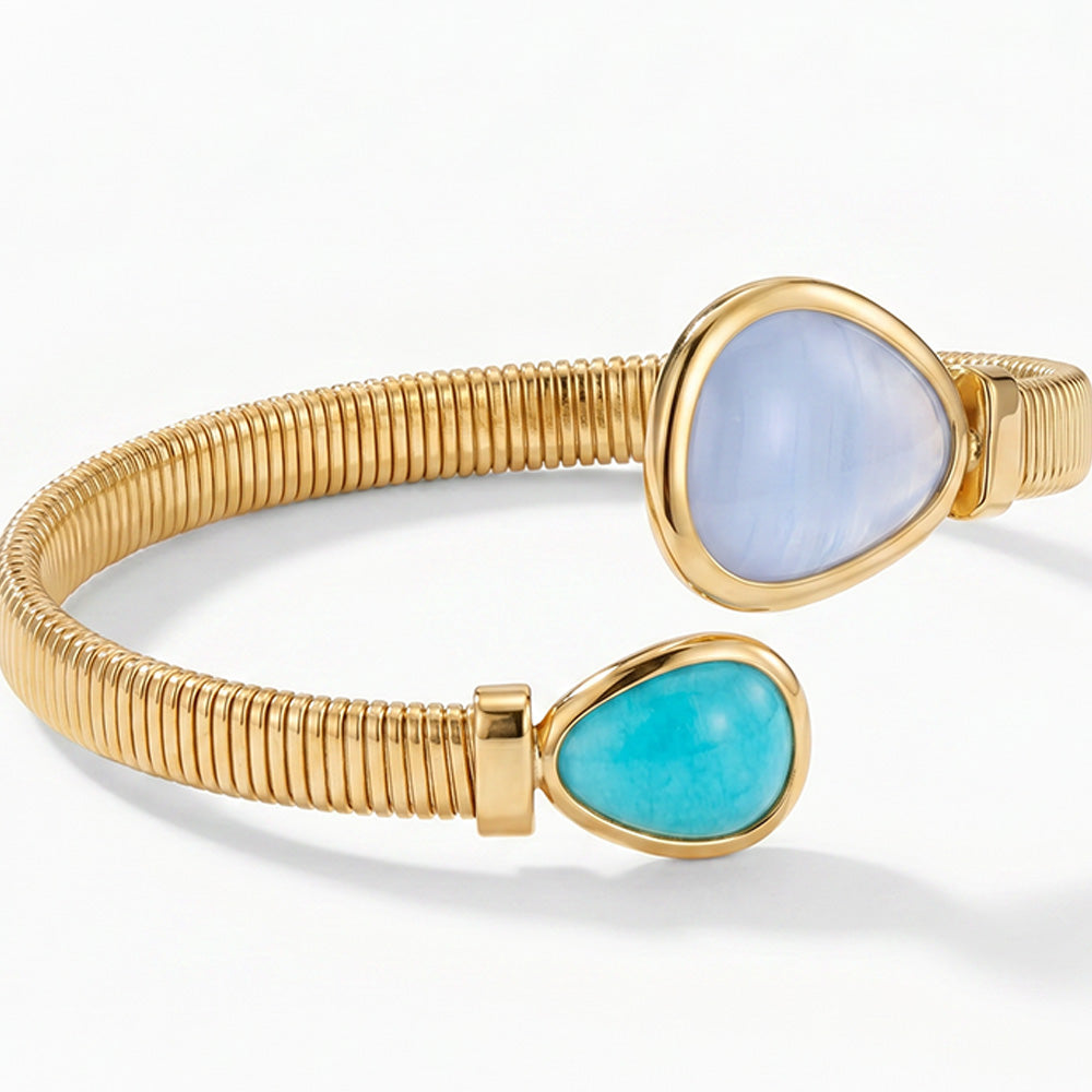 BRACCIALE SEMI RIGIDO CON PIETRE COLORATE ALLE ESTREMITA'