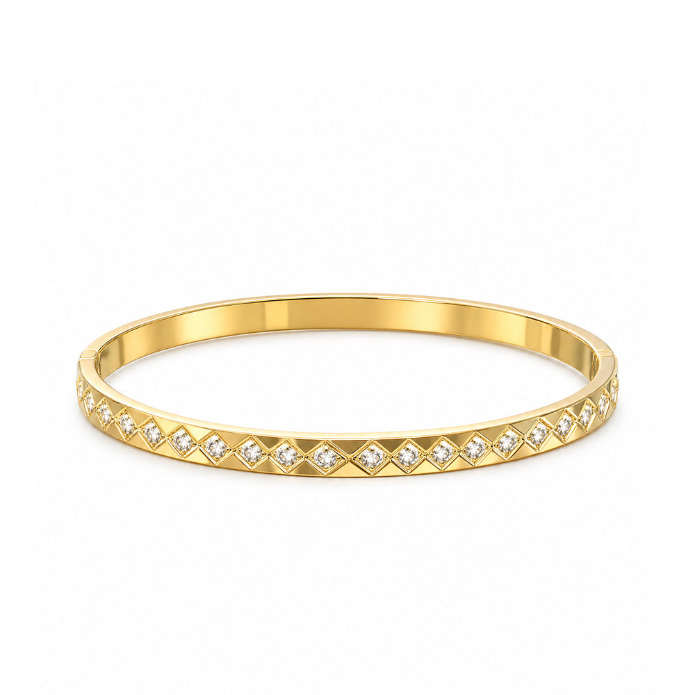 BRACCIALE RIGIDO CON STRASS ROMBOIDALI