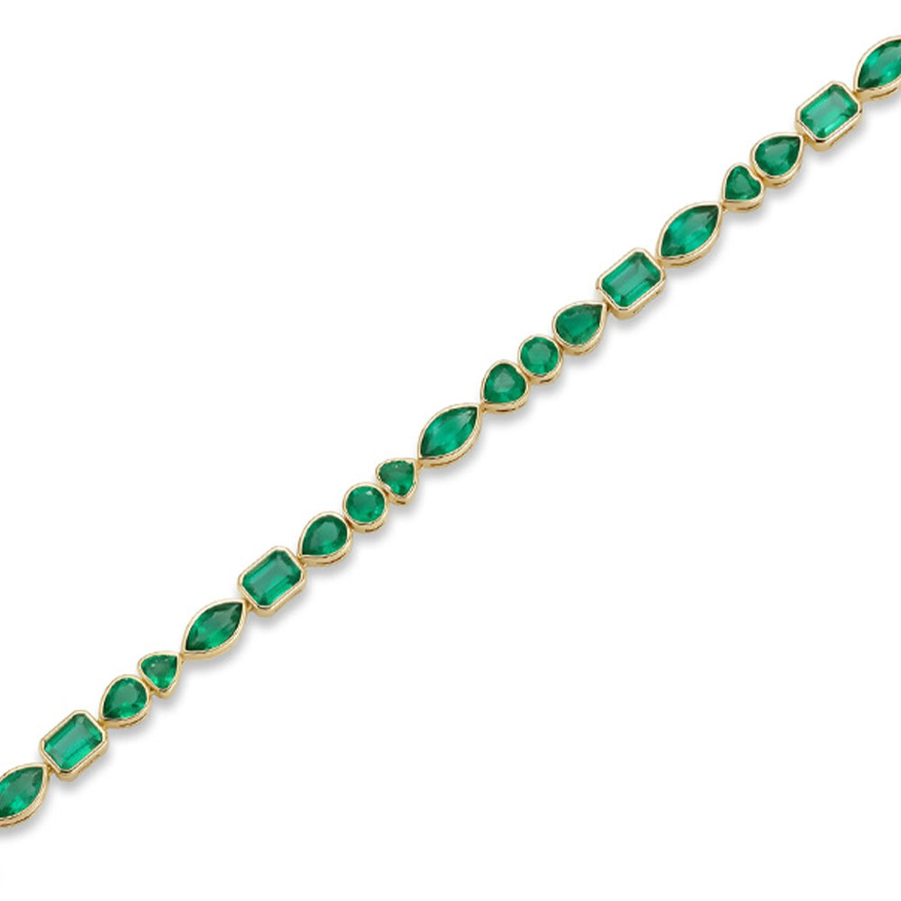 BRACCIALE SIMIL TENNIS CON SMERALDI  DI DIVERSE FORME
