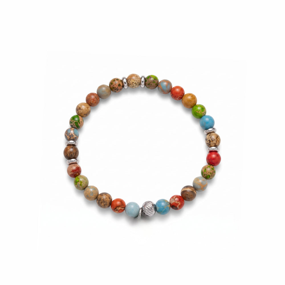 BRACCIALE ELASTICO CON PIETRE DURE COLORATE