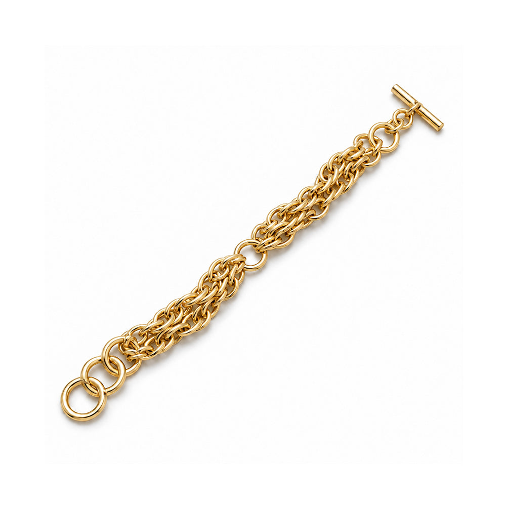 BRACCIALE A DOPPIA FILA IN CATENA ALTERNATA CON CHIUSURA A T