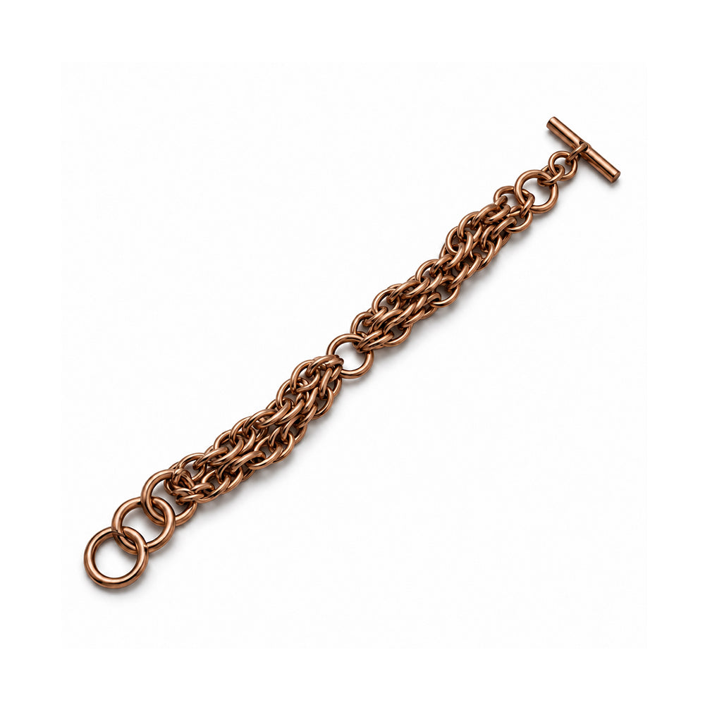 BRACCIALE A DOPPIA FILA IN CATENA ALTERNATA CON CHIUSURA A T