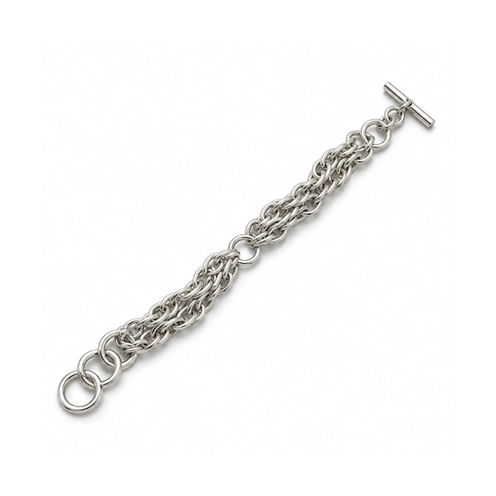 BRACCIALE A DOPPIA FILA IN CATENA ALTERNATA CON CHIUSURA A T