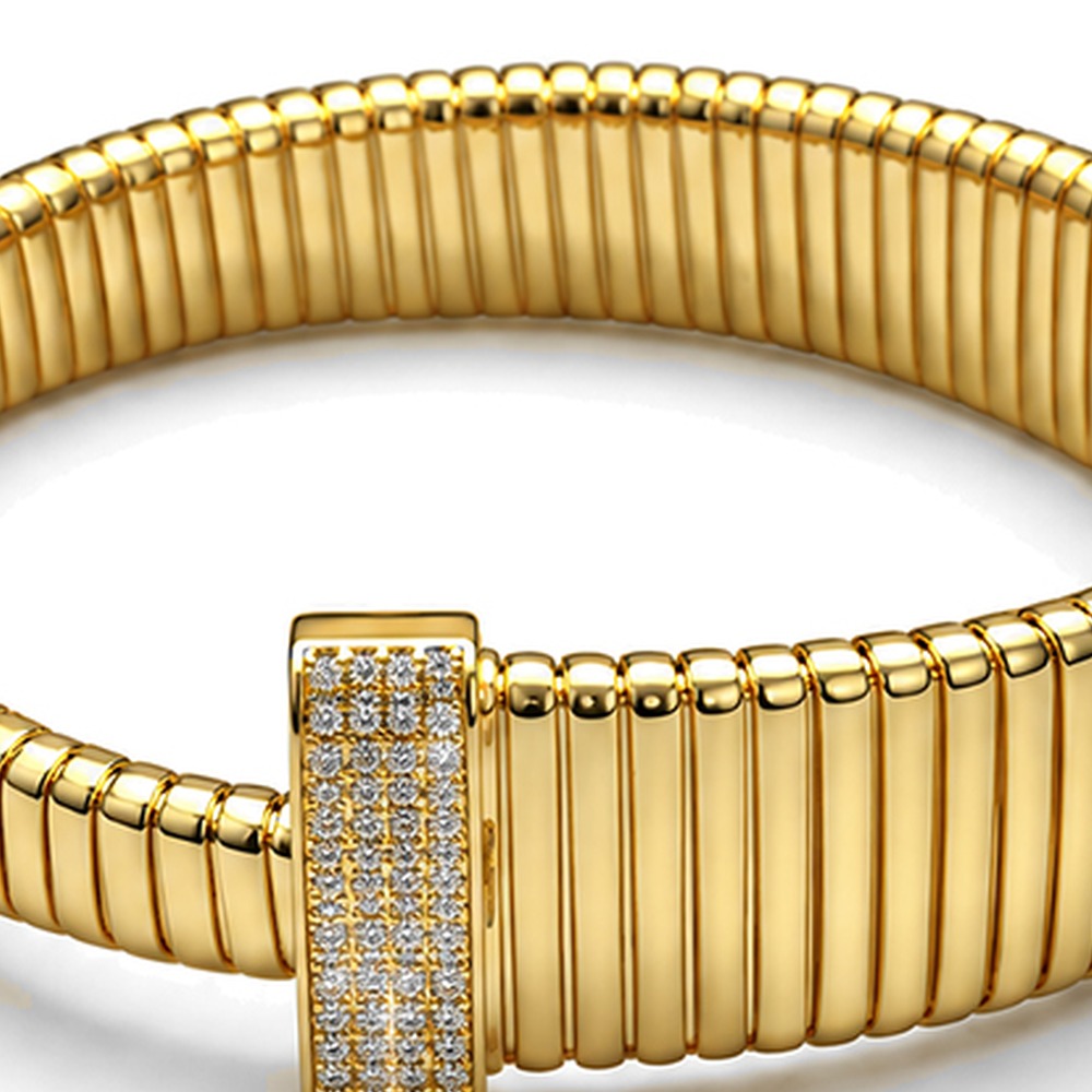 BRACCIALE SEMIRIGIDO A MAGLIE RETTANGOLARI E TERMINALE CON ZIRCONI