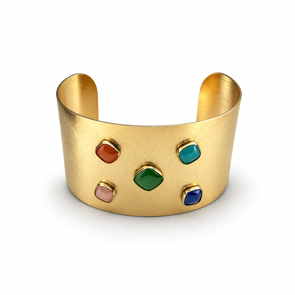 BRACCIALE SEMIRIGIDO EFFETTO SPAZZOLATO CON DECORAZIONI VARIFORME
