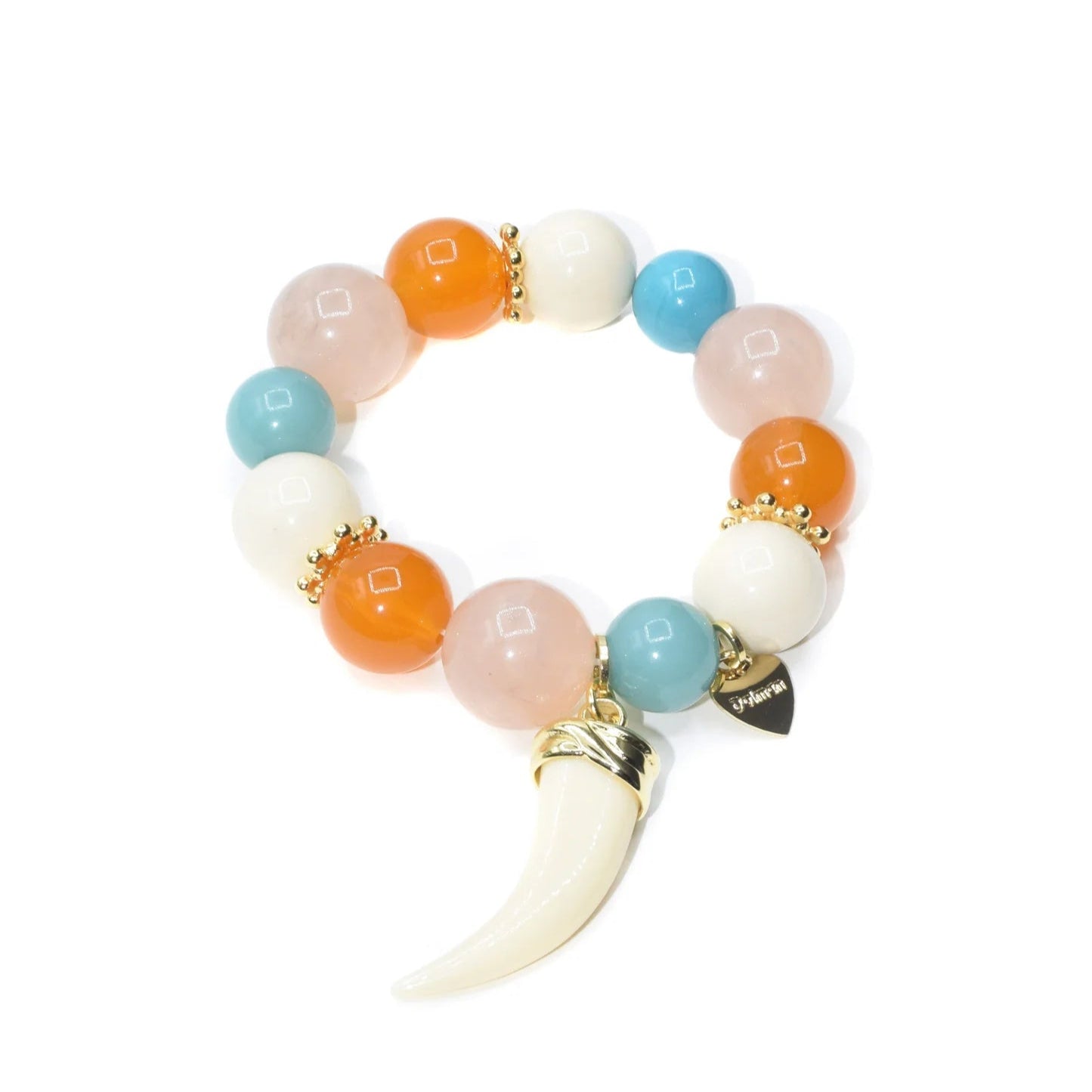 BRACCIALE ELASTICO CON PIETRE COLORATE E CORNO