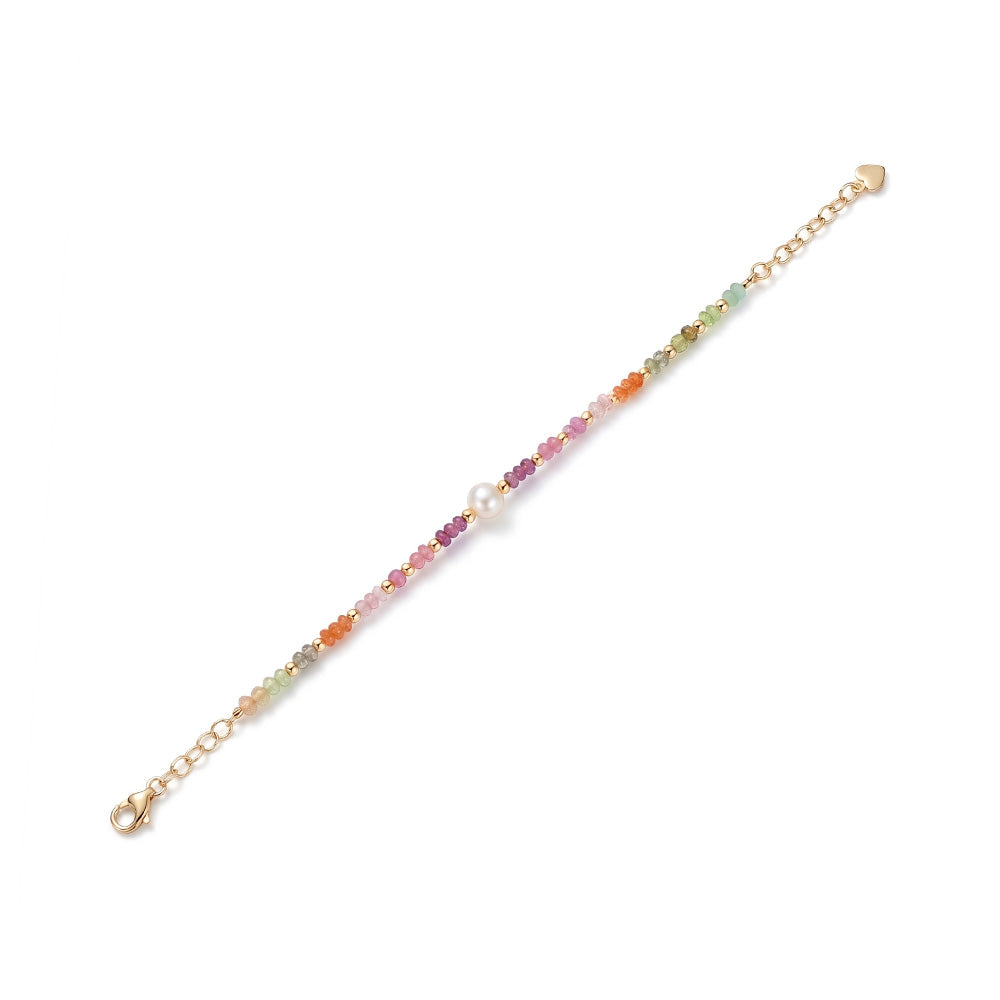 BRACCIALE CON CRISTALLI COLORATI E PERLA CENTRALE