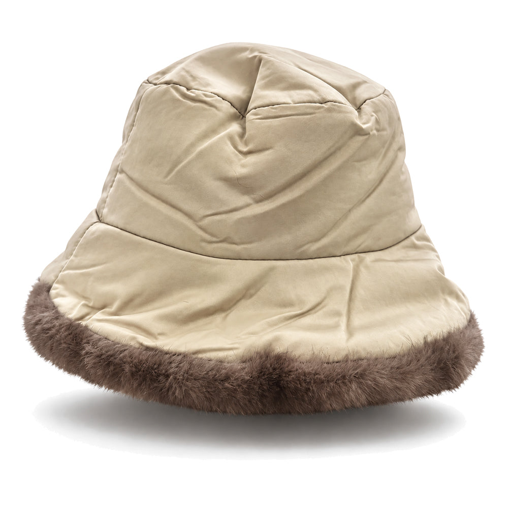 CAPPELLO DOUBLE FACE IN PELLICCIA E TESSUTO TECNICO
