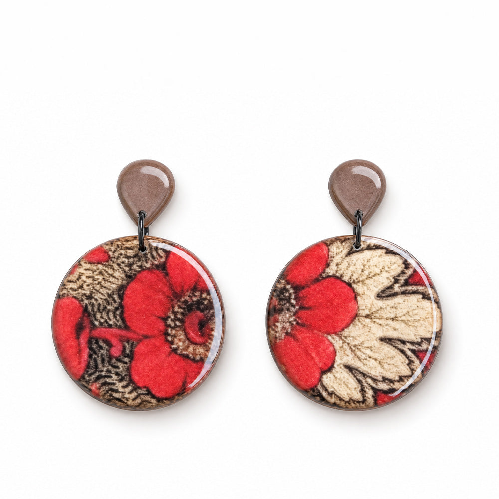 ORECCHINI A FORMA DI CERCHIO CON FIORI STAMPATI