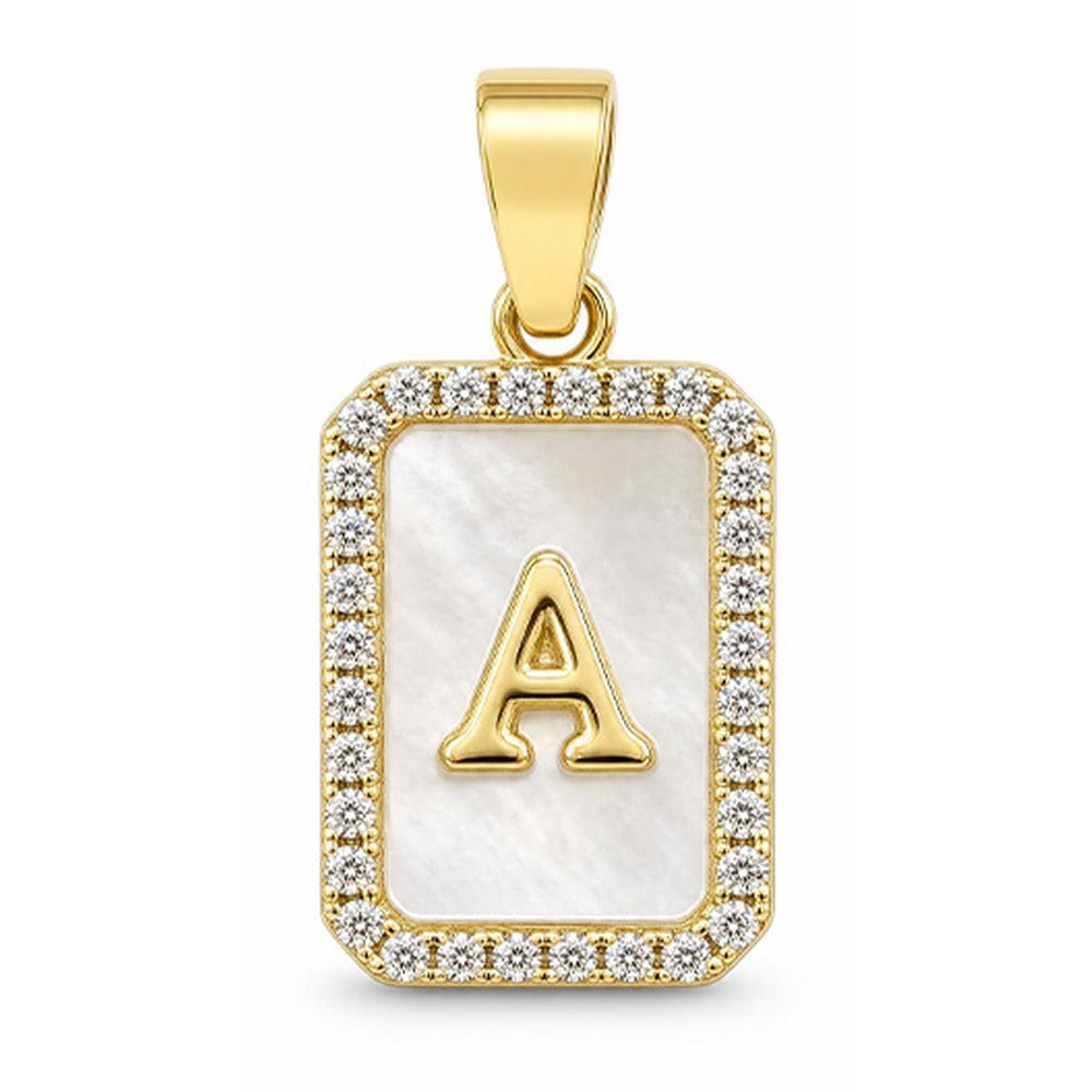 CHARM CON LETTERA SU MADREPERLA E STRASS