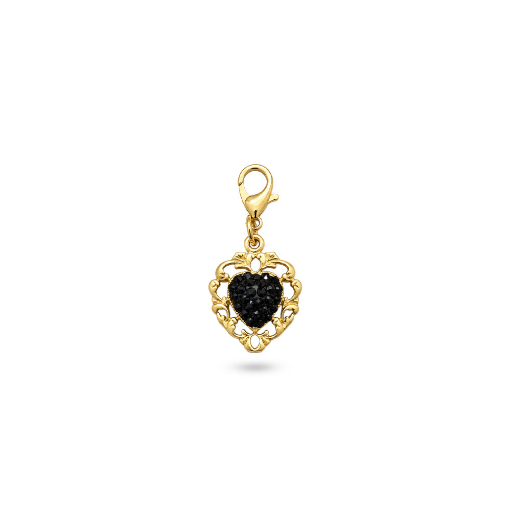 CHARM FORMA DI CUORE CON CORNICE E STRASS CENTRALI