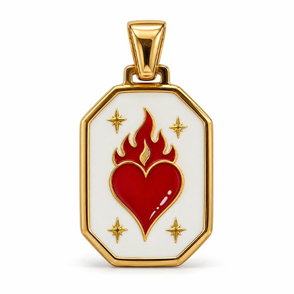 CHARM CON CUORE E FIAMME