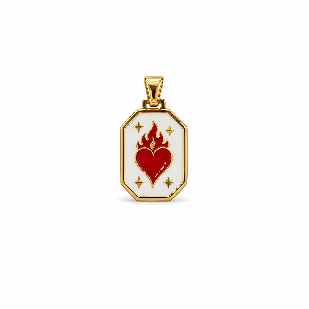 CHARM CON CUORE E FIAMME